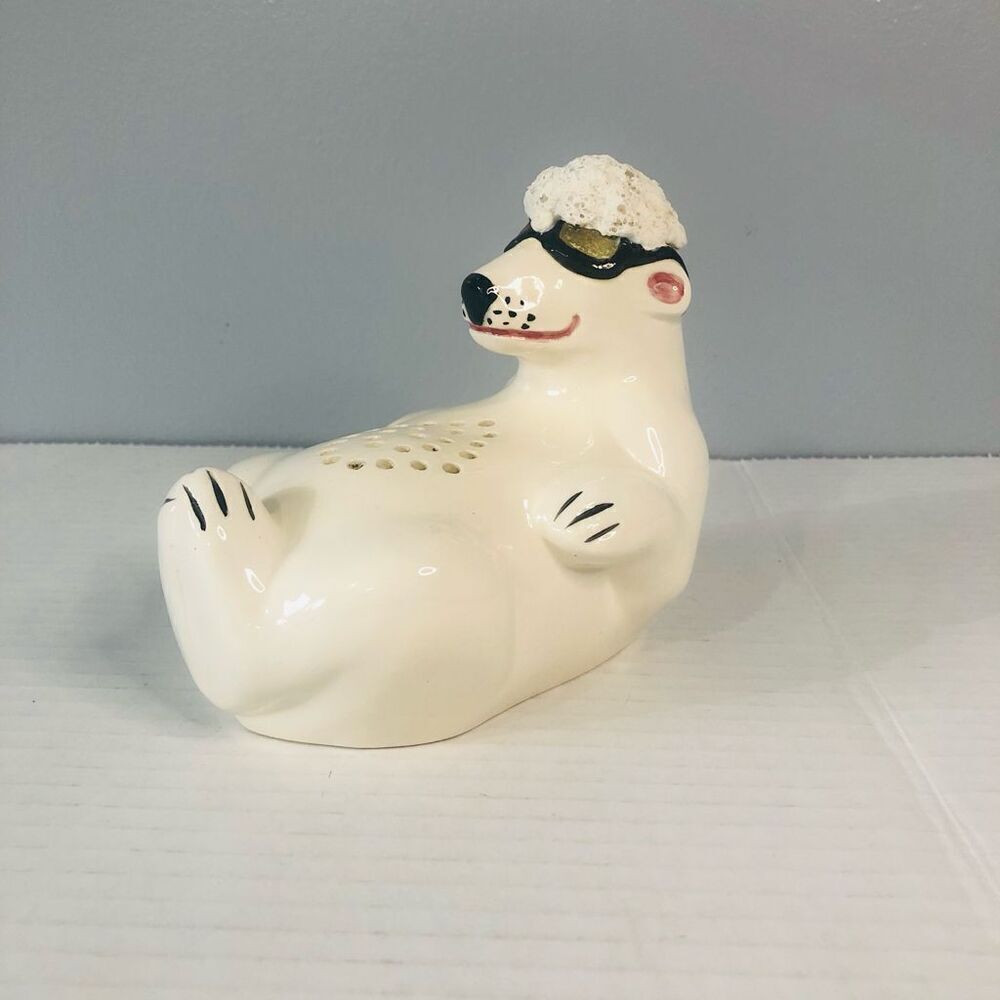 vintage 80's polar bear nolvety baking soda‎ holder no plug fridge freshener